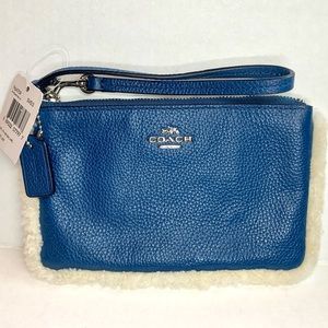 **SOLD**NWT Coach Shearling Leather Small Wristlet